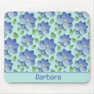 Alfombrilla De Ratón Flores 3D personalizadas en azul