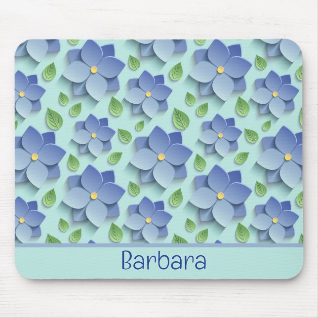 Alfombrilla De Ratón Flores 3D personalizadas en azul (Frente)