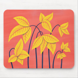 Alfombrilla De Ratón Flores abstractas Coral Amarillo Floral Arte Geomé