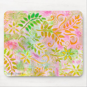 Alfombrilla De Ratón Flores abstractas y hojas almohadilla del ratón