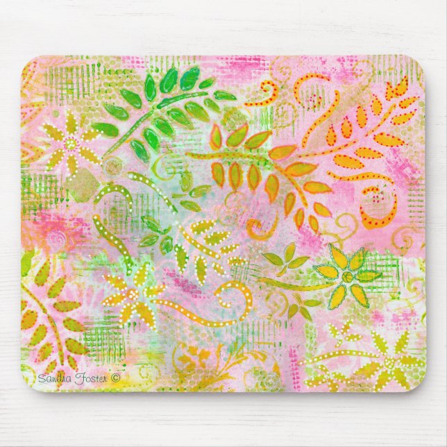 Alfombrilla De Ratón Flores abstractas y hojas almohadilla del ratón (Frente)