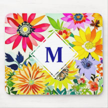 Flores acuarelas monogramadas