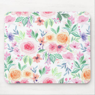 Alfombrilla De Ratón Flores acuarelas y hojas