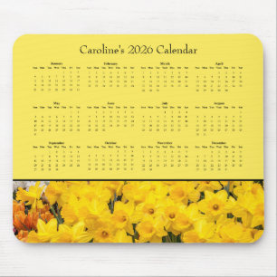 Alfombrilla De Ratón Flores Amarillas - Calendario personalizable 2026