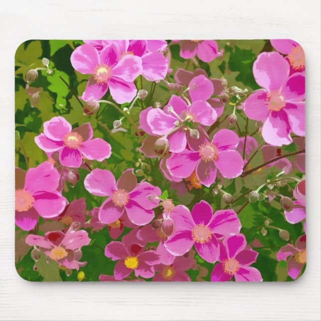 Alfombrilla De Ratón Flores anémicas japonesas rosadas (Frente)