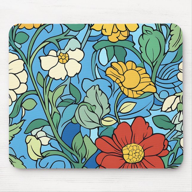 Alfombrilla De Ratón Flores audaces y cielos azules (Frente)