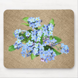 Alfombrilla De Ratón Flores azules en Burlap Country Mousepad