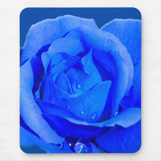 Alfombrilla De Ratón Flores azules Mousepad Rosa azul regalo (Frente)