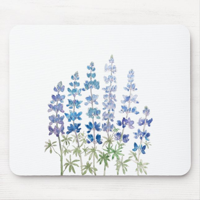 Alfombrilla De Ratón flores azules y púrpuras (Frente)