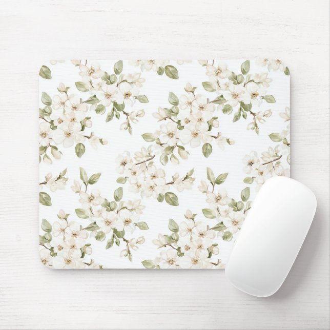 Alfombrilla De Ratón Flores Blancas Bonitas (Con ratón)
