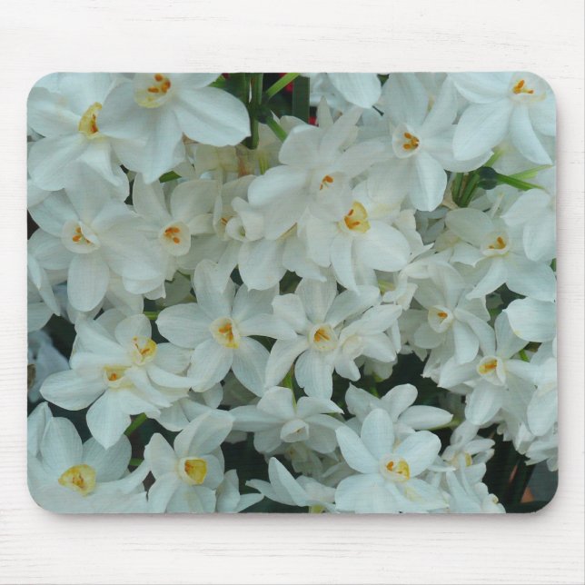 Alfombrilla De Ratón Flores blancas de arcissus paperblancas (Frente)