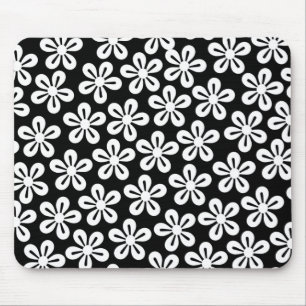 Alfombrilla De Ratón Flores Blancas En El Mousepad Negro