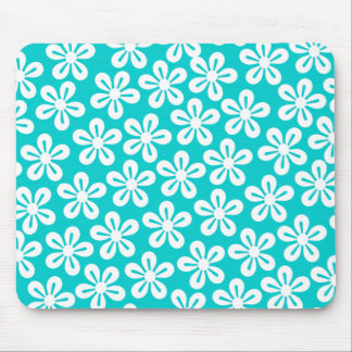 Alfombrilla De Ratón Flores Blancas En Mousepad Turquesa