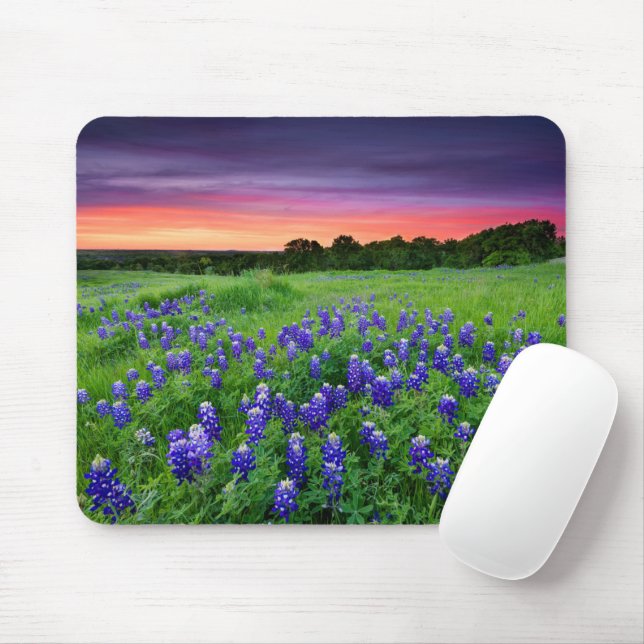 Alfombrilla De Ratón Flores | Bluebonnets en Sunset Texas (Con ratón)