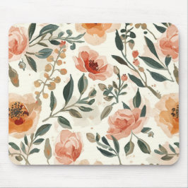 Alfombrilla De Ratón Flores Botánicas de Acuarela Naranja Pintura