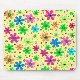 Alfombrilla De Ratón Flores chamomiles brillantes multicolores sobre un