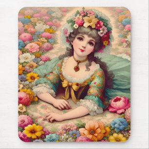 Alfombrilla De Ratón ~ Flores Chicas dulces de cosecha ~ Mousepad