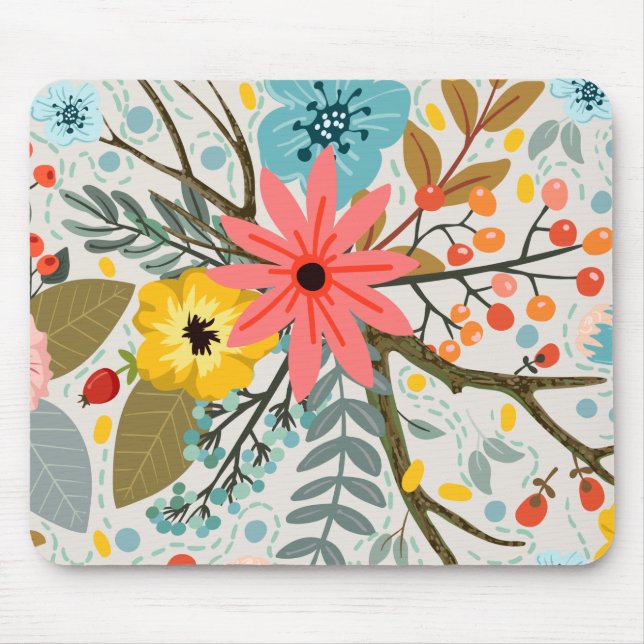 Alfombrilla De Ratón Flores Coloridas Cuta de acuarela (Frente)