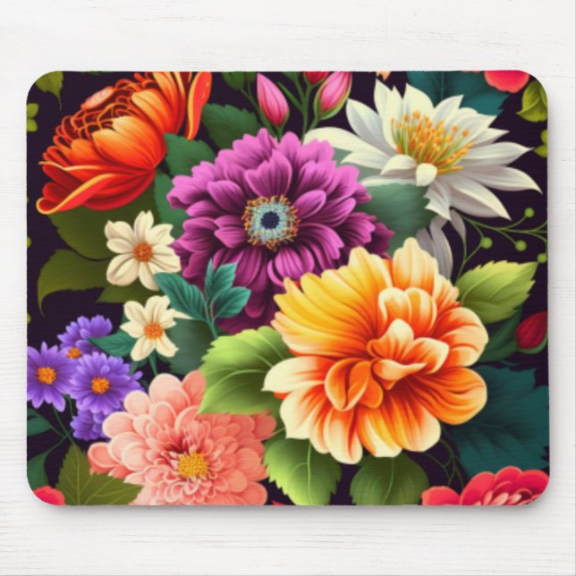 Alfombrilla De Ratón Flores coloridas y vívidas (Frente)