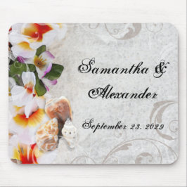 Alfombrilla De Ratón Flores/conchas de playa tropical