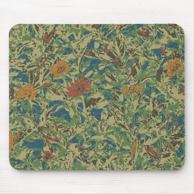 Alfombrilla De Ratón Flores contra modelo del camuflaje de la hoja (Frente)