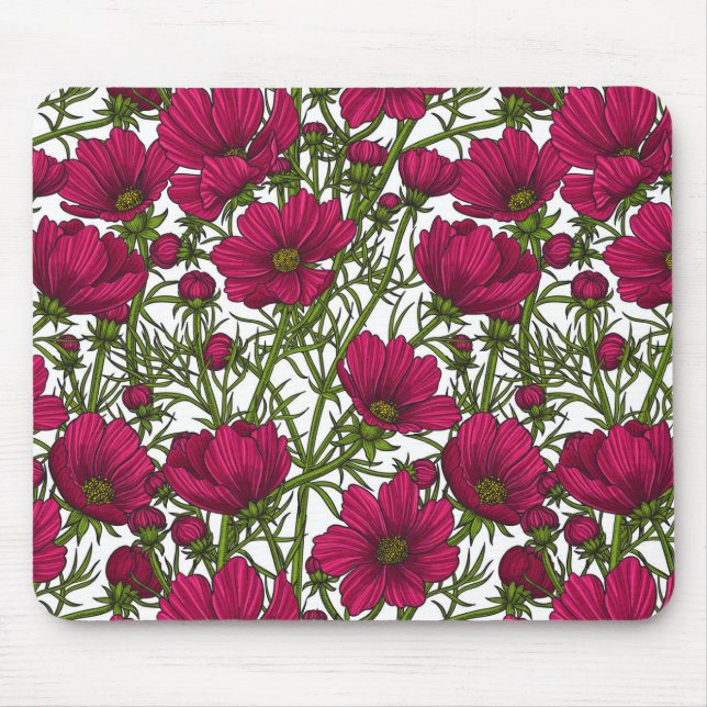 Alfombrilla De Ratón Flores Cosmos rosadas (Frente)