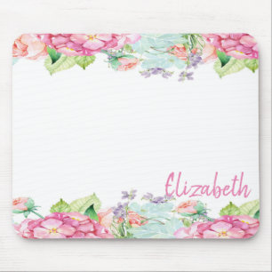 Alfombrilla De Ratón Flores de Acuarela Adorables - Personalizadas