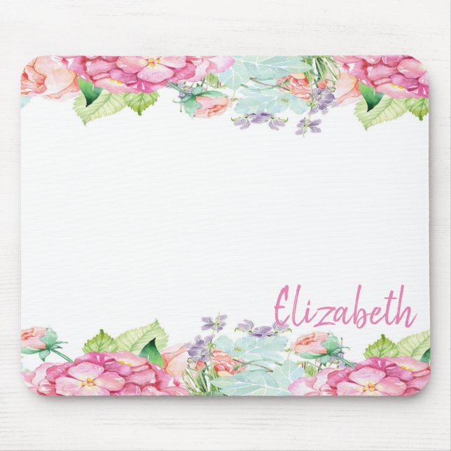 Alfombrilla De Ratón Flores de acuarela cútima - Personalizada (Frente)