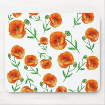 Flores de adormidera roja Mousepad acuarela
