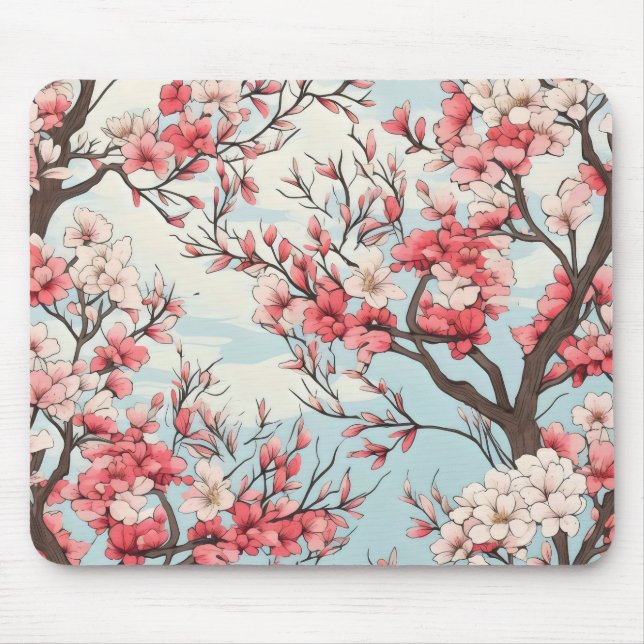 Alfombrilla De Ratón Flores de árboles florecientes de primavera (Frente)