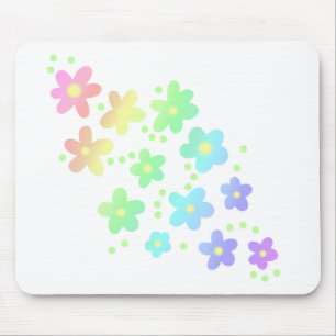 Alfombrilla De Ratón Flores de arcoiris brillantes