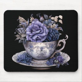 ALFOMBRILLA DE RATÓN FLORES DE AZUL Y PURPLE GÓTICO EN UNA TEACUP