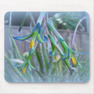 Alfombrilla De Ratón Flores de bromelida en azul