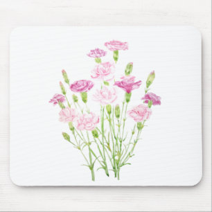 Alfombrilla De Ratón flores de canal rosa acuarela