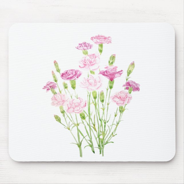Alfombrilla De Ratón flores de canal rosa acuarela (Frente)