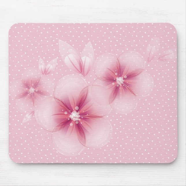 Alfombrilla De Ratón Flores de cerezo rosadas sobre puntos (Frente)