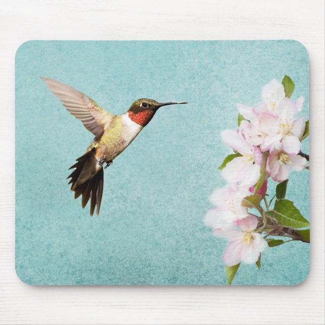 Alfombrilla De Ratón Flores de colibrí y manzanas (Frente)