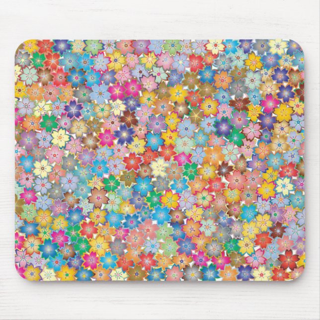 Alfombrilla De Ratón flores de colores vivos (Frente)