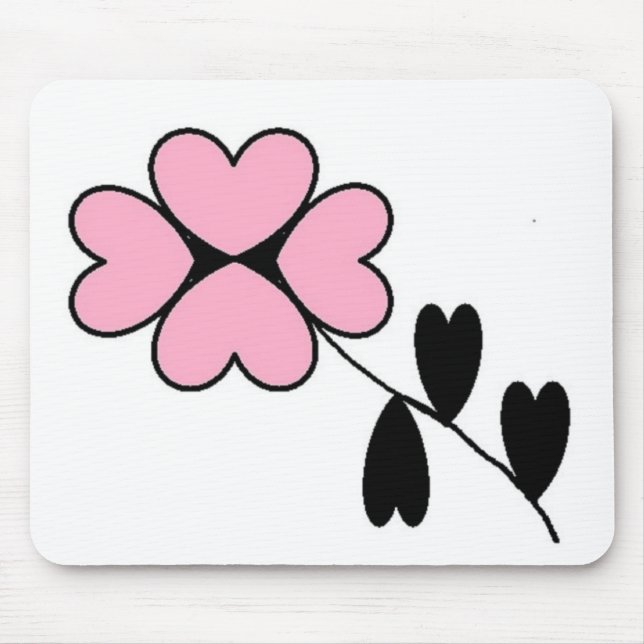 ALFOMBRILLA DE RATÓN FLORES DE CORAZÓN ROSA (Frente)