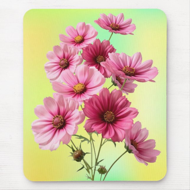 Alfombrilla De Ratón Flores de Cosmos Rosas-23456 (Frente)