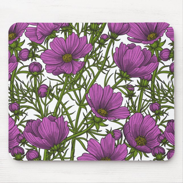 Alfombrilla De Ratón Flores de cosmos violetas (Frente)