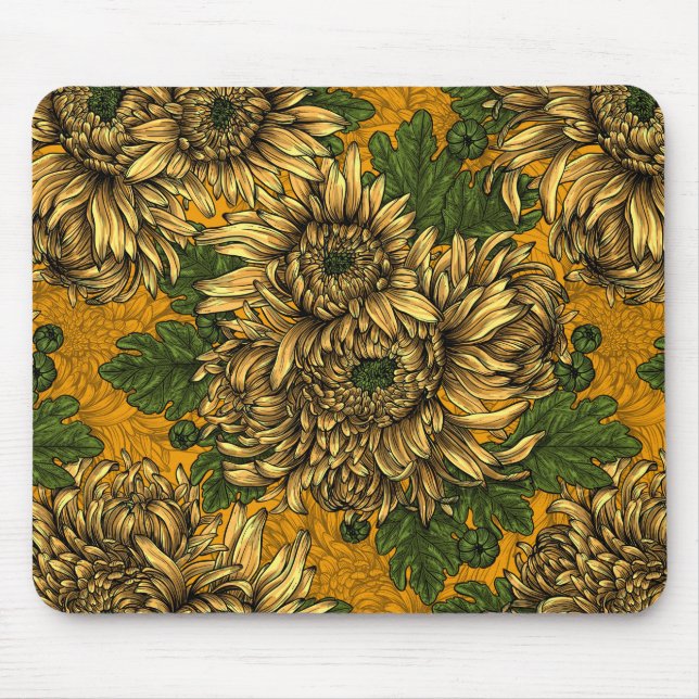 Alfombrilla De Ratón Flores de crisantemo amarillo (Frente)