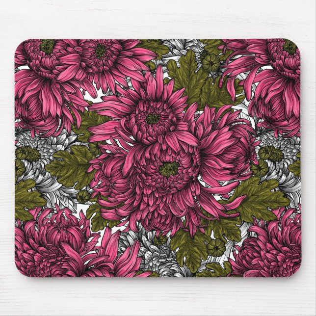 Alfombrilla De Ratón Flores de crisantemo rosa (Frente)