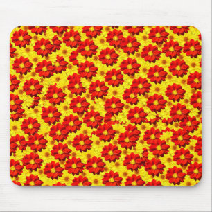 Alfombrilla De Ratón Flores de dalia rojas y amarillas
