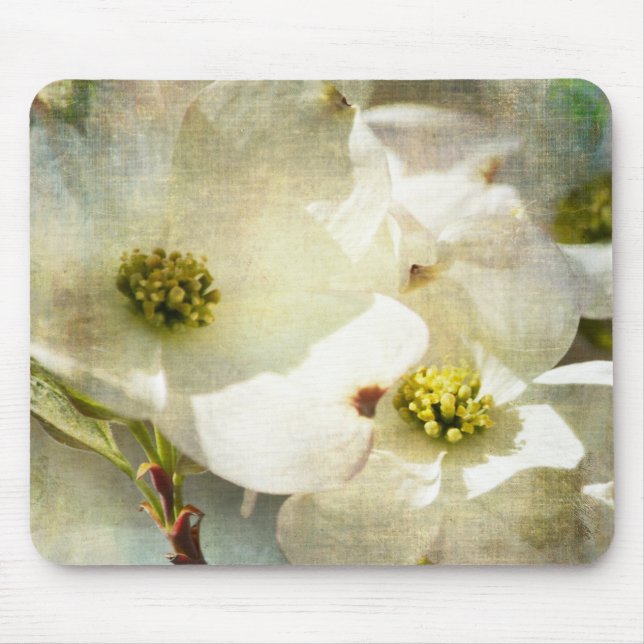Alfombrilla De Ratón Flores de dogwood blancas (Frente)