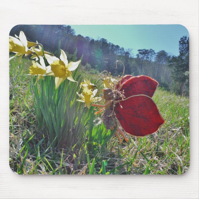 Alfombrilla De Ratón Flores de hadas y amarillas (Frente)