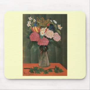 Alfombrilla De Ratón Flores de Henri Rousseau en una vara (1909)