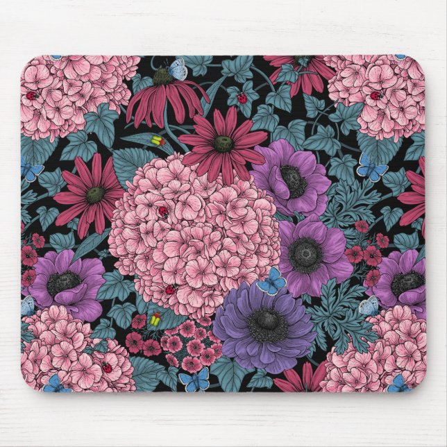 Alfombrilla De Ratón Flores de jardín en negrita (Frente)