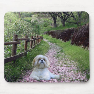 Alfombrilla De Ratón Flores de la púrpura de Shih Tzu Mousepad