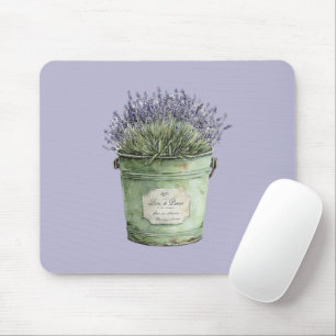 Alfombrilla De Ratón Flores de lavanda en cubo verde